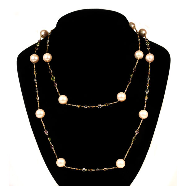 Teac Cup necklace with Freshwater pearls