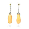 dangling diamond and coral earrings