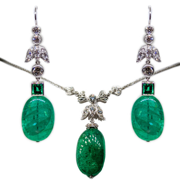 Emerald Necklace Earring Set MR Diamond Nov 2021